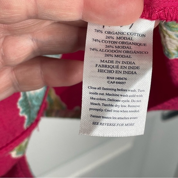 Faherty Marina Seersucker Pink Top in Orchid Blossom Babydoll Boho Oversized S - Picture 10 of 11